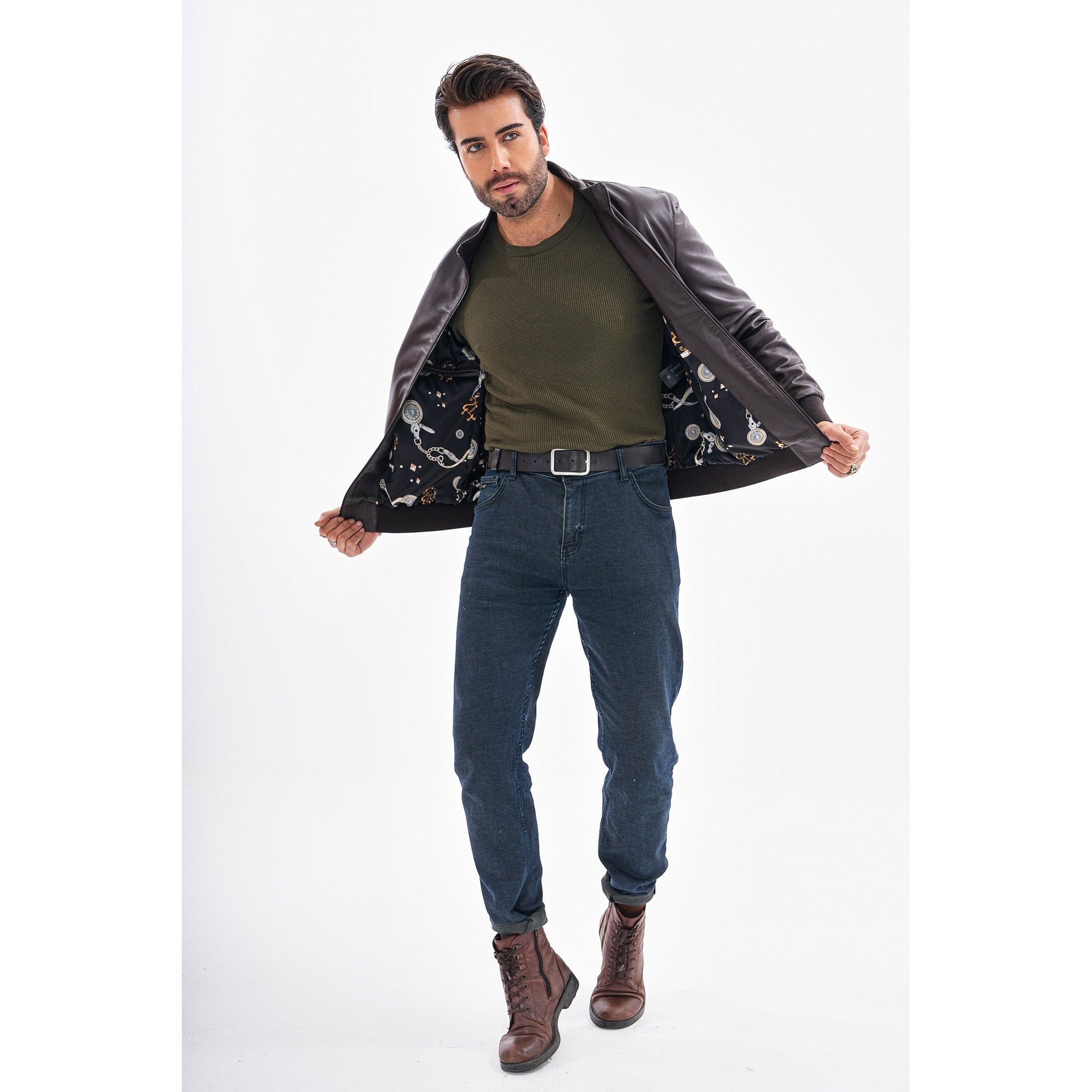 The Ardent Dark Brown Lambskin Men Leather Jacket