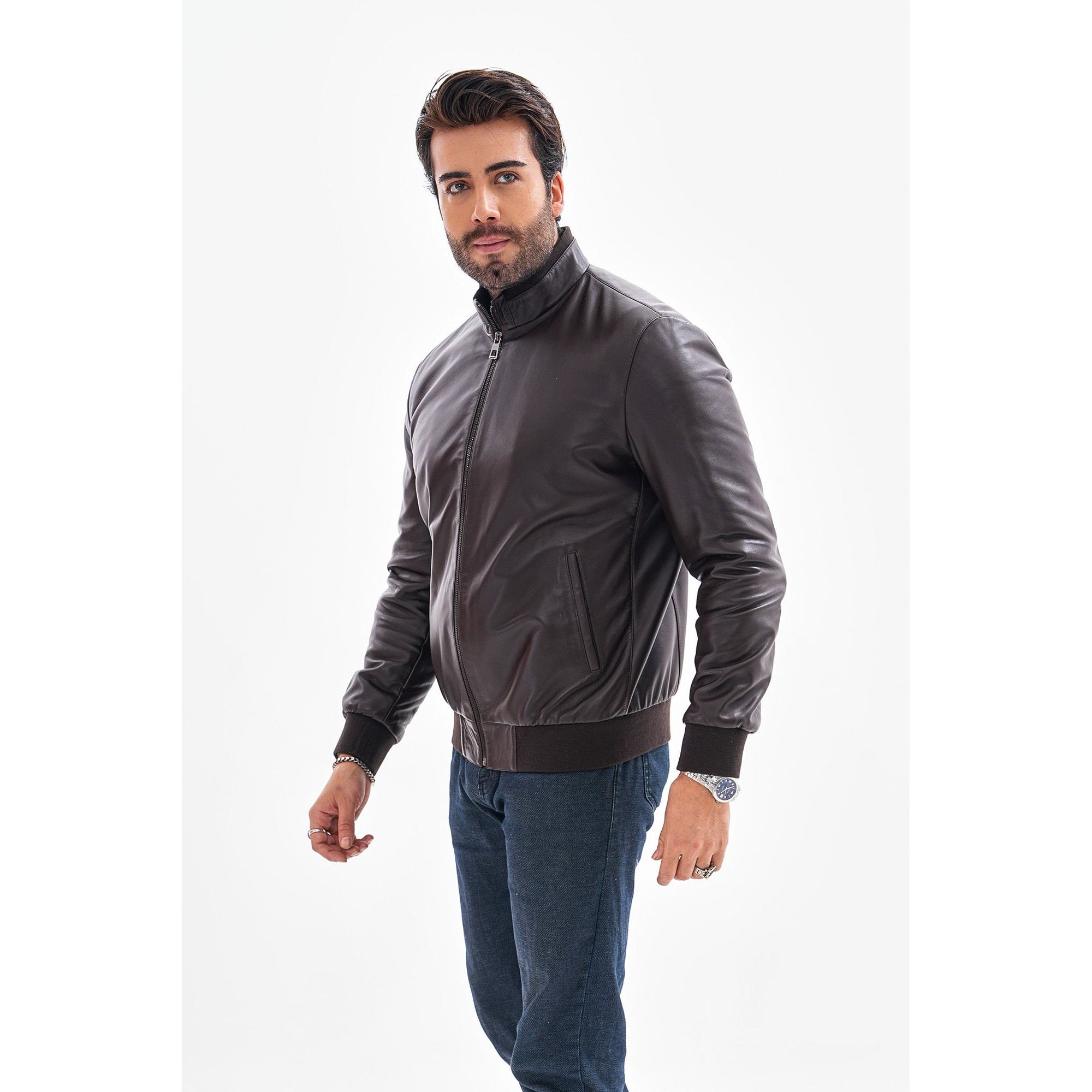 The Ardent Dark Brown Lambskin Men Leather Jacket