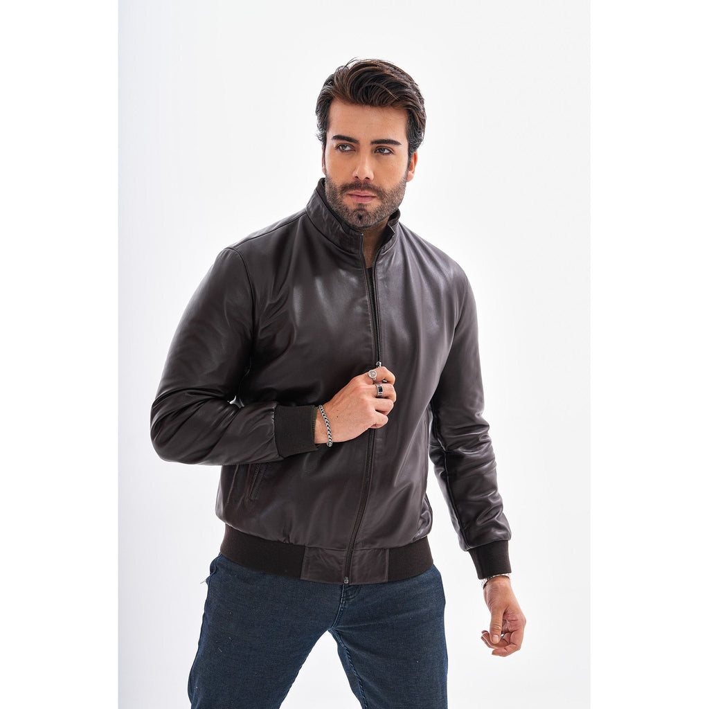 The Ardent Dark Brown Lambskin Men Leather Jacket