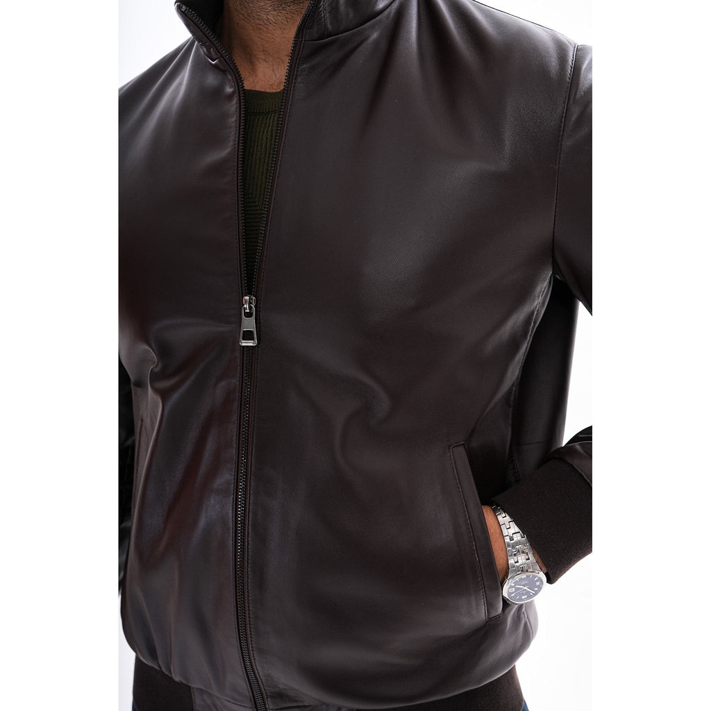 The Ardent Dark Brown Lambskin Men Leather Jacket