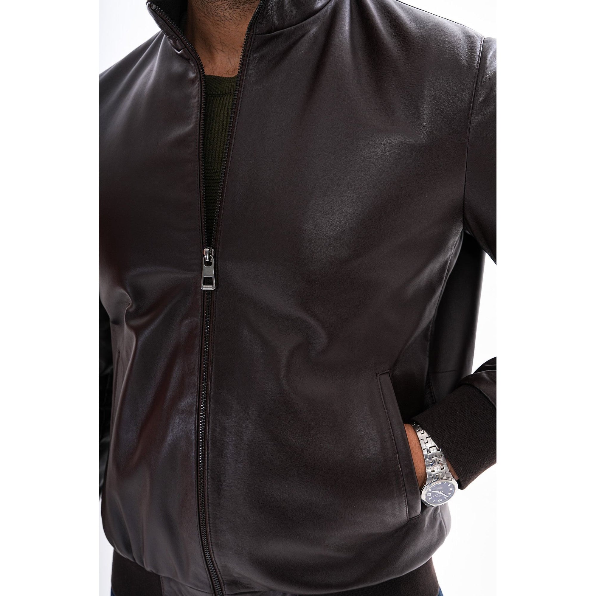 The Ardent Dark Brown Lambskin Men Leather Jacket