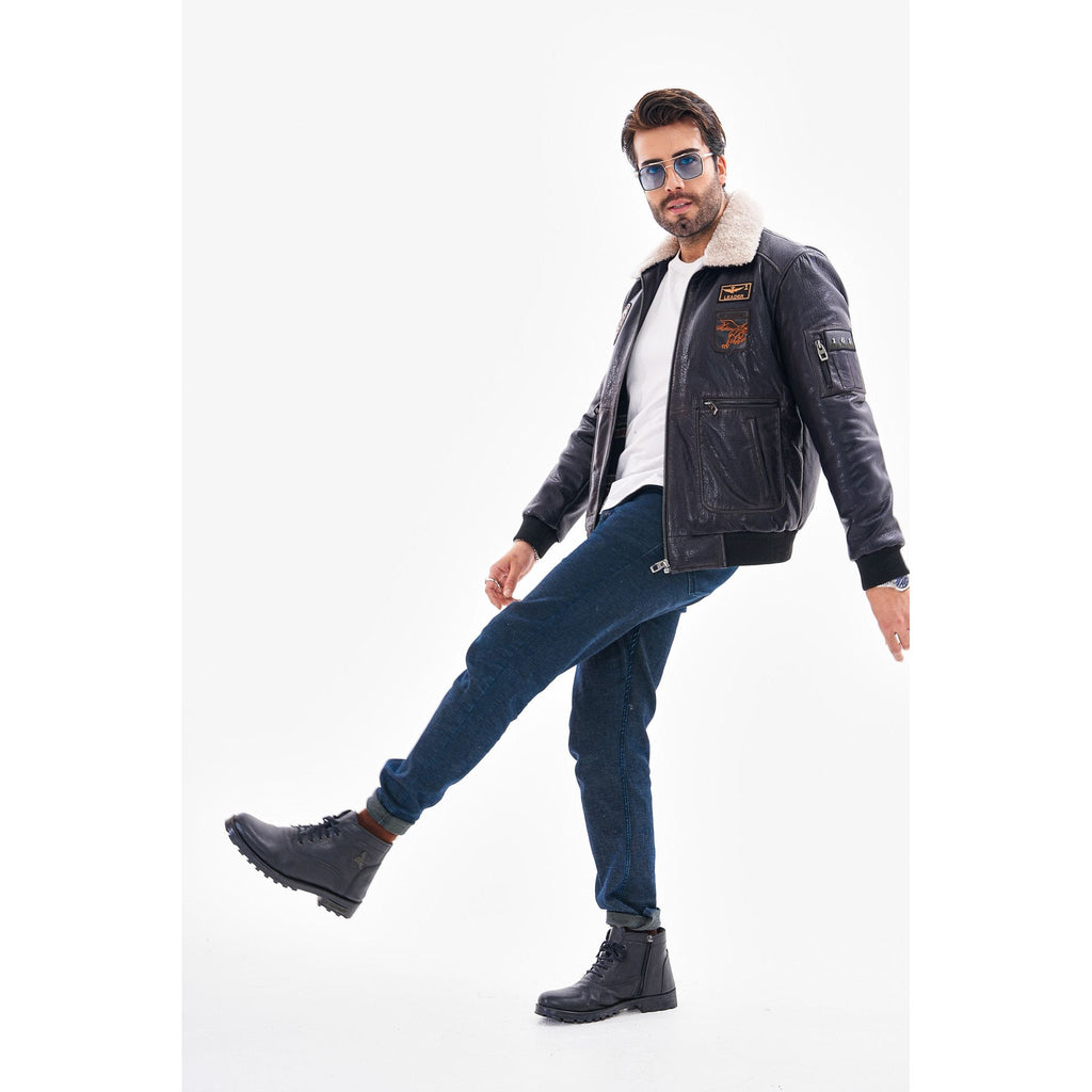 The Northway Navy Blue Lambskin Men Leather Jacket
