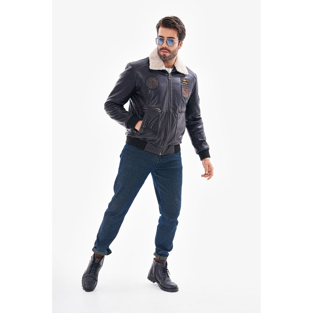 The Northway Navy Blue Lambskin Men Leather Jacket
