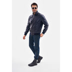 The Ardent Lambskin Men Leather Jacket Navy Blue