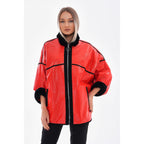 Vinci The Rebel Reversible Shearling Red Leather Women Jacket