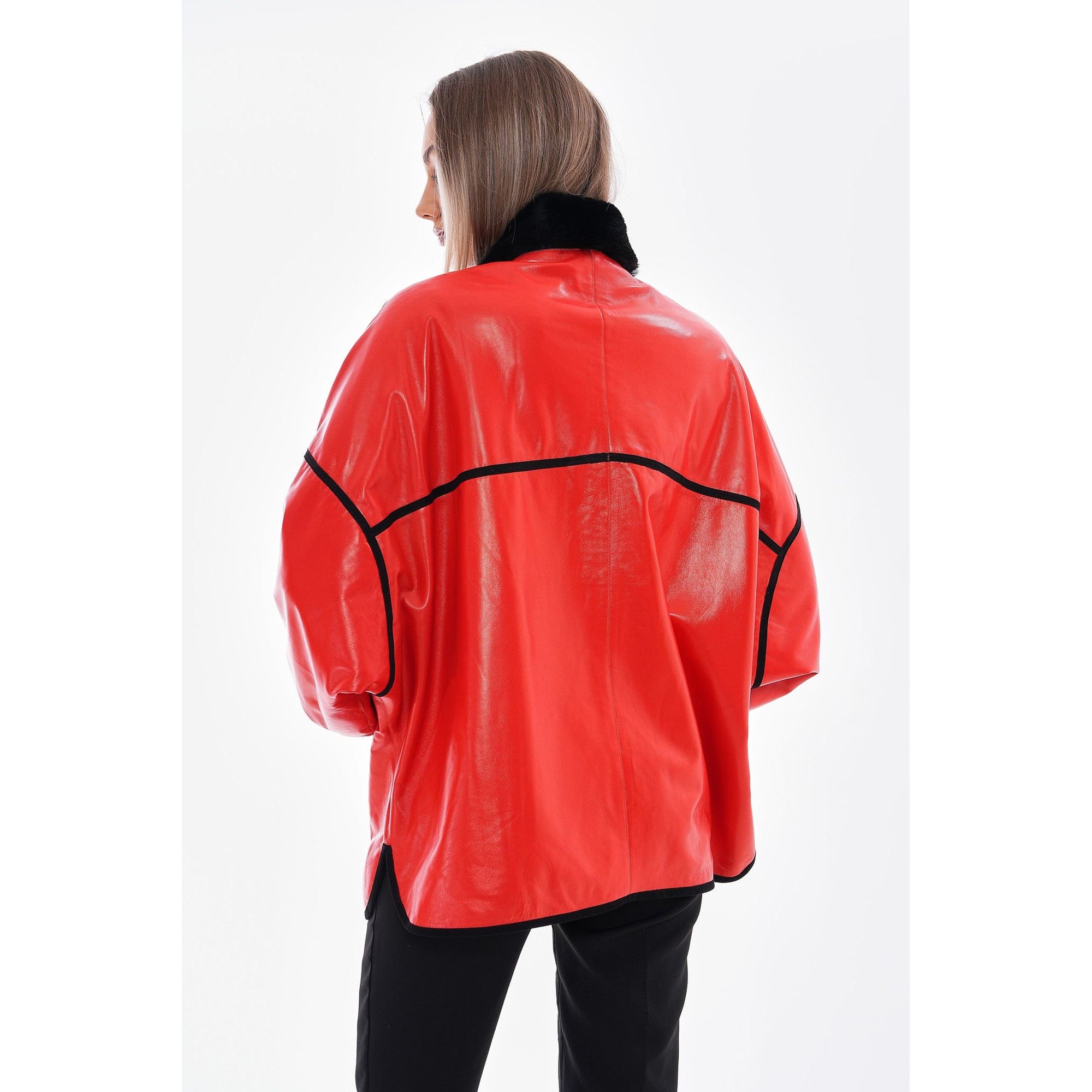 Vinci The Rebel Reversible Shearling Red Leather Women Jacket