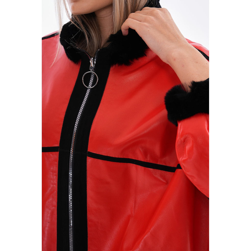 Vinci The Rebel Reversible Shearling Red Leather Women Jacket