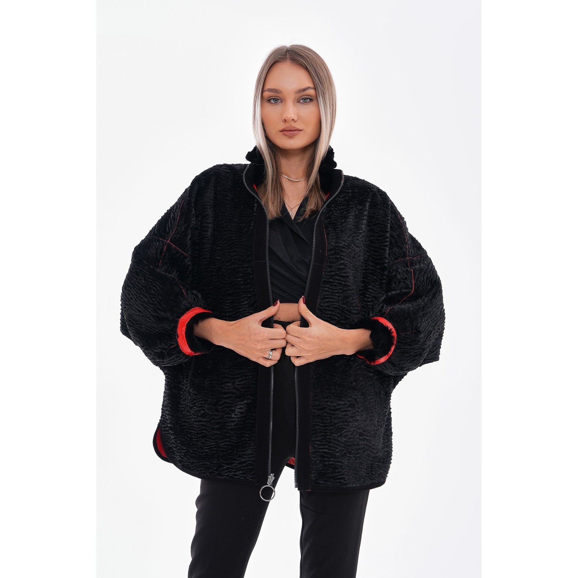 Vinci The Rebel Reversible Shearling Red Leather Women Jacket