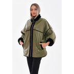 Vinci The Rebel Reversible Shearling Olive Green Leather Women Jacket