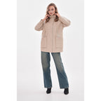 The Lioara Cream Leather Women Jacket