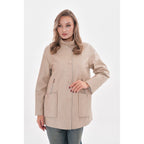 The Lioara Cream Leather Women Jacket