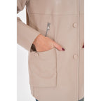 The Lioara Cream Leather Women Jacket