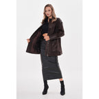 The Liora Brown Leather Women Jacket