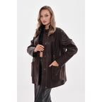 The Liora Brown Leather Women Jacket