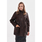 The Liora Brown Leather Women Jacket