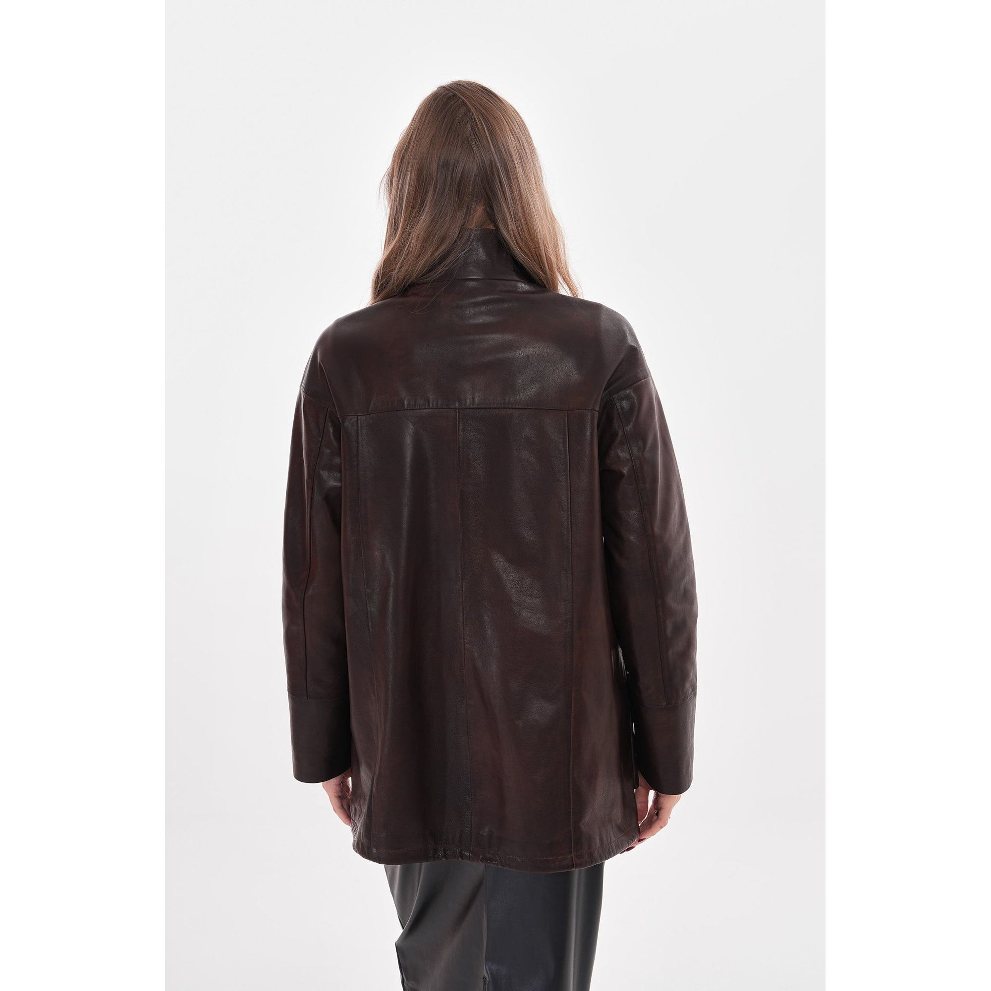 The Liora Brown Leather Women Jacket
