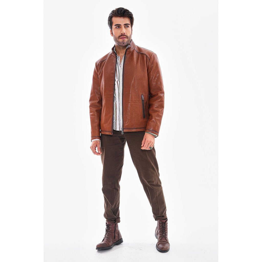 The Varden Tan Leather Men Jacket