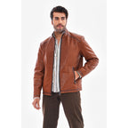 The Varden Tan Leather Men Jacket