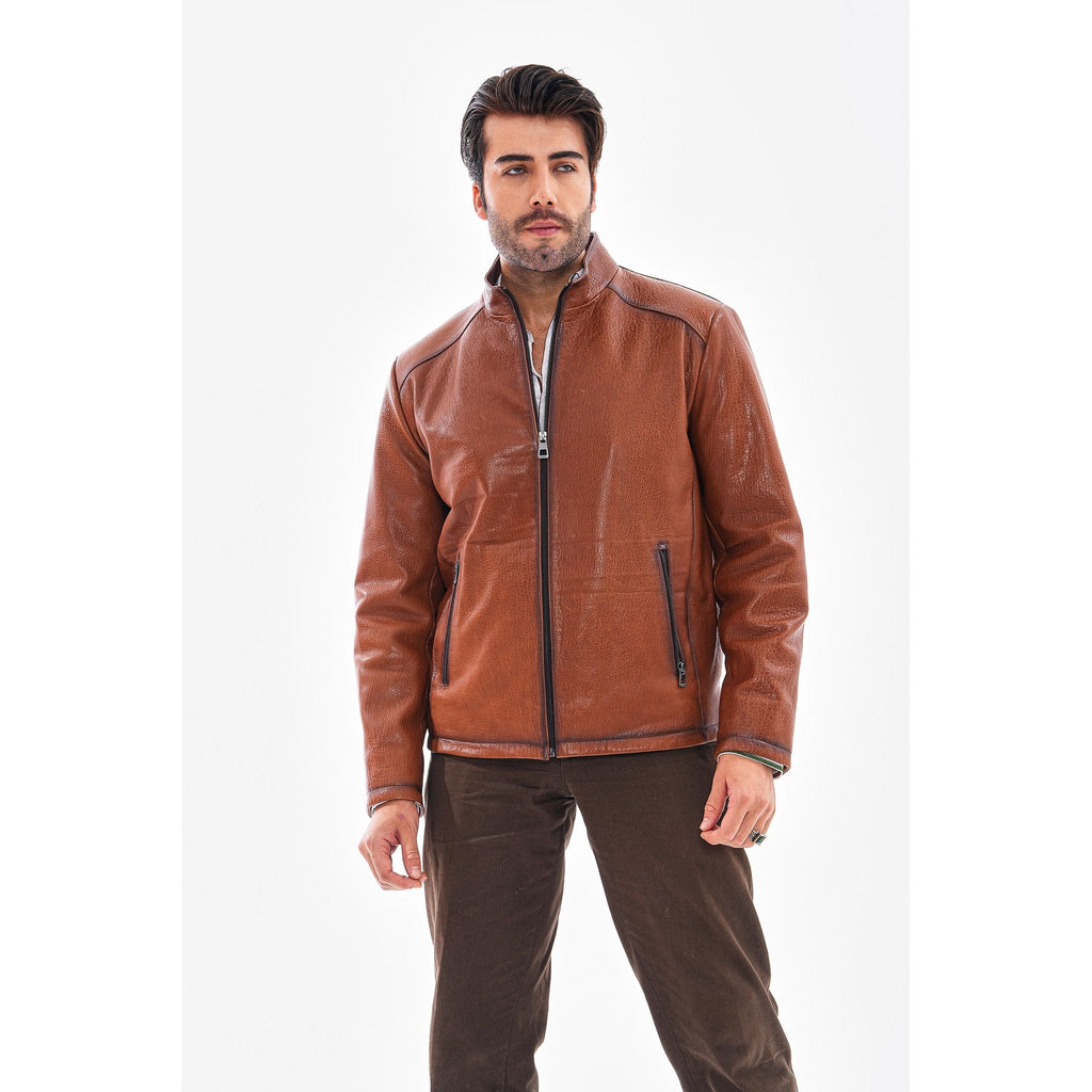 The Varden Tan Leather Men Jacket