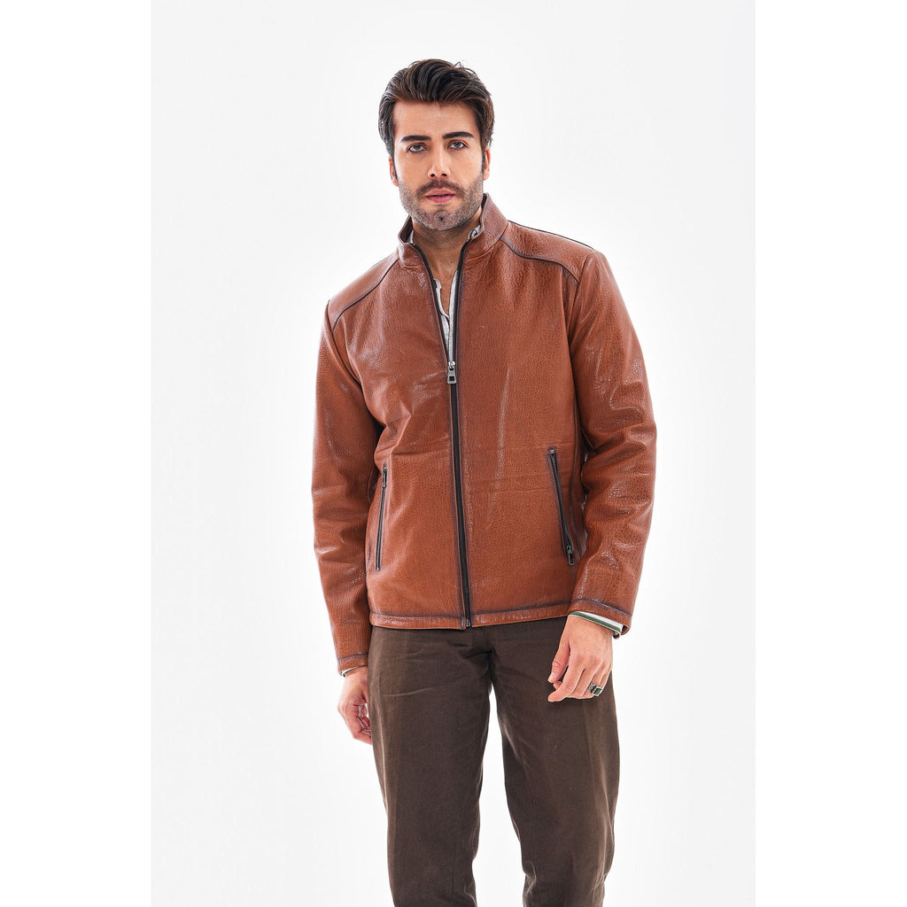 The Varden Tan Leather Men Jacket