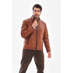 The Varden Tan Leather Men Jacket