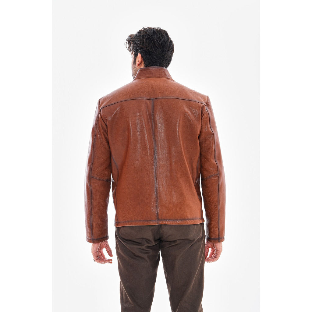 The Varden Tan Leather Men Jacket