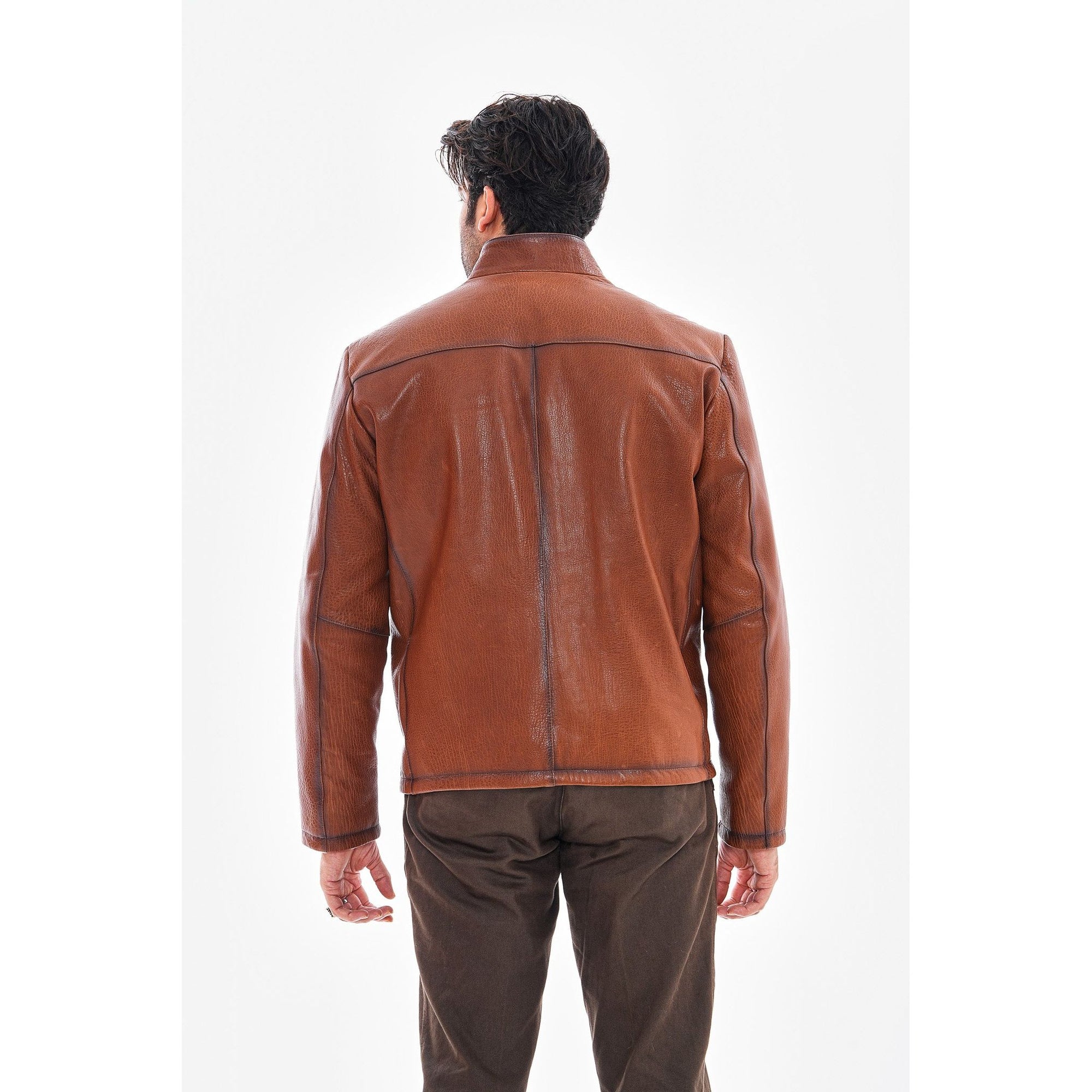 The Varden Tan Leather Men Jacket