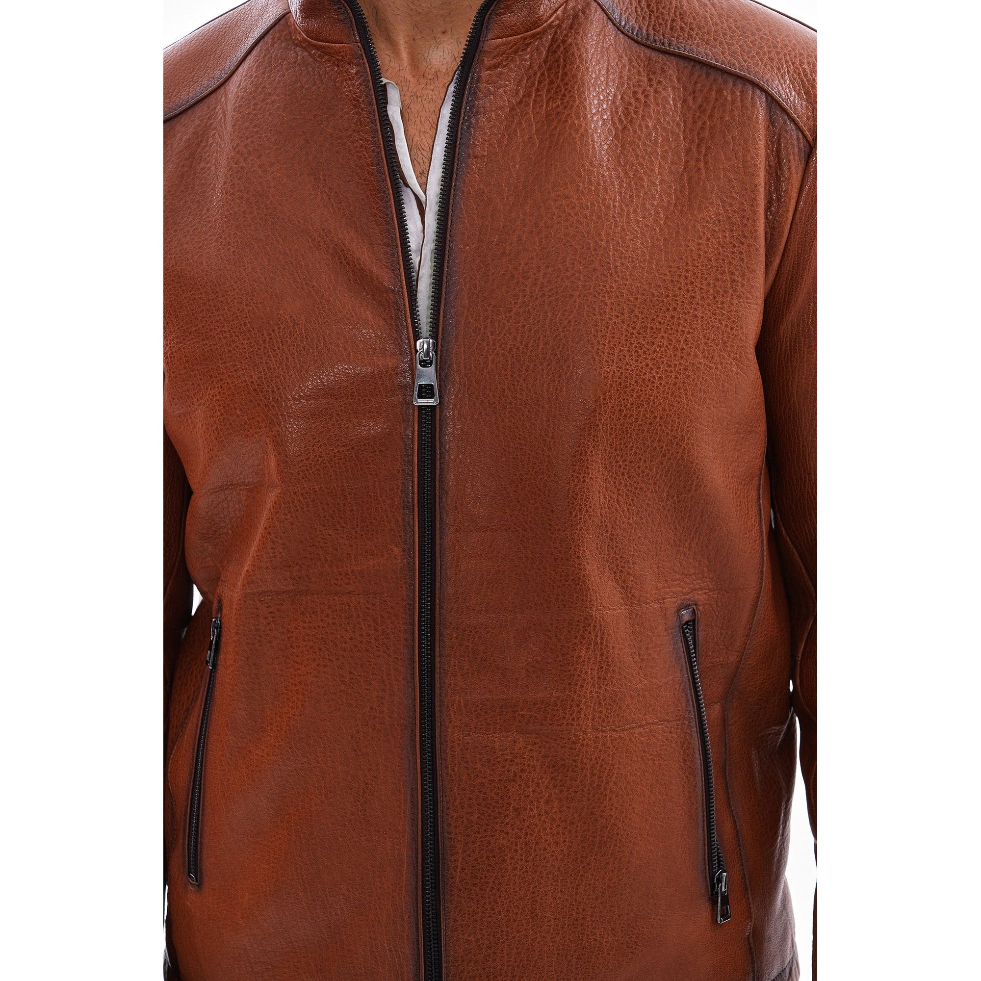 The Varden Tan Leather Men Jacket