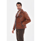 The Volt Textured Tan Leather Men Jacket