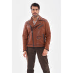 The Volt Textured Tan Leather Men Jacket
