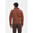 The Volt Textured Tan Leather Men Jacket
