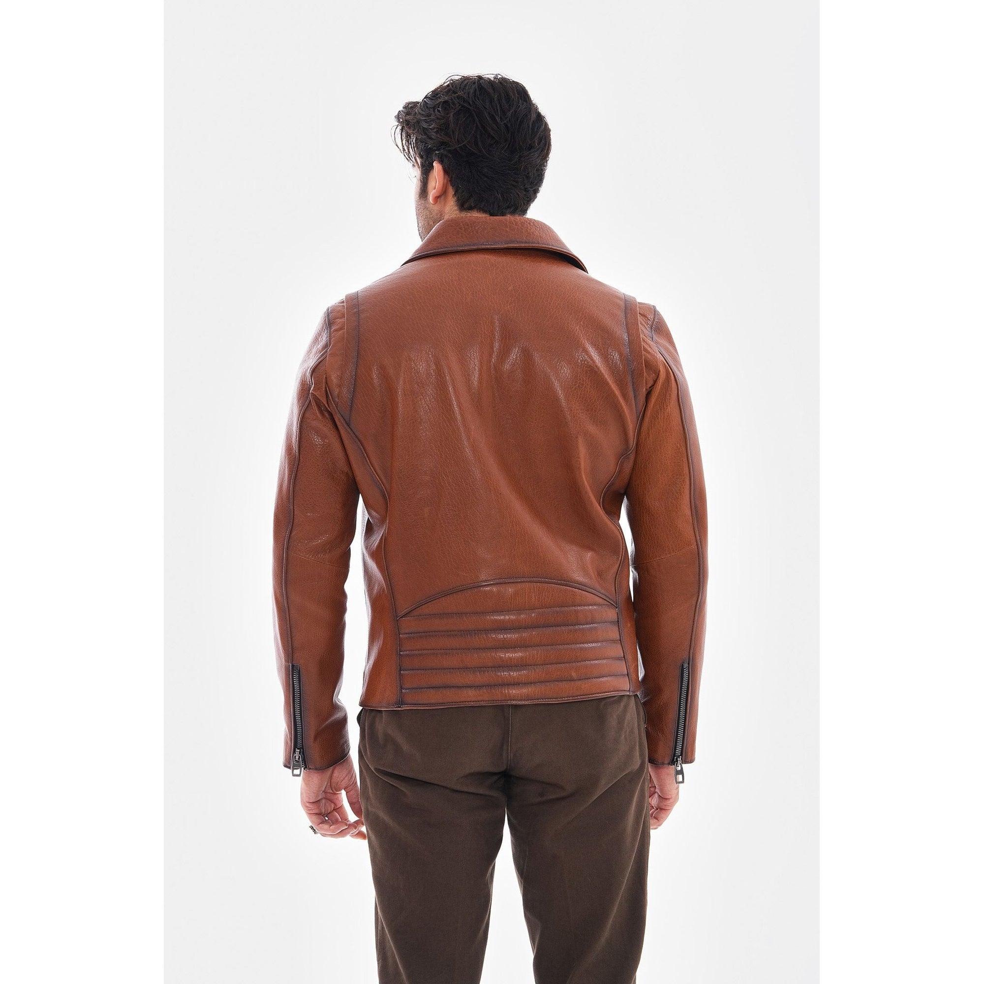 The Volt Textured Tan Leather Men Jacket