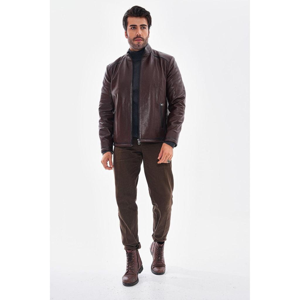 The Varden Chocolate Brown Leather Men Jacket