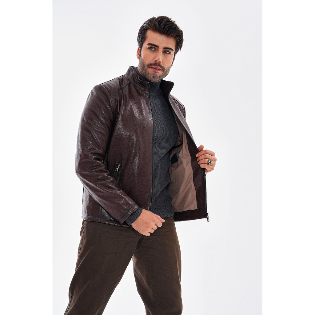 The Varden Chocolate Brown Leather Men Jacket