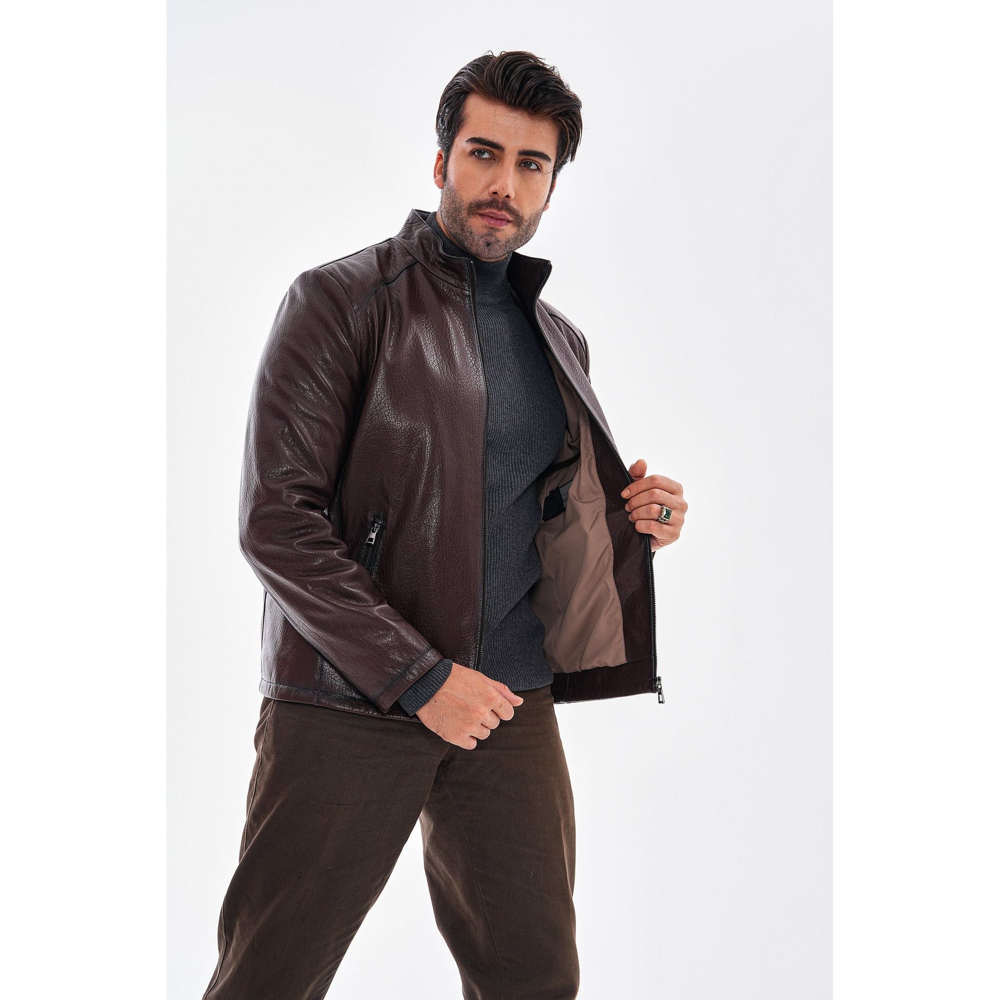 The Varden Chocolate Brown Leather Men Jacket