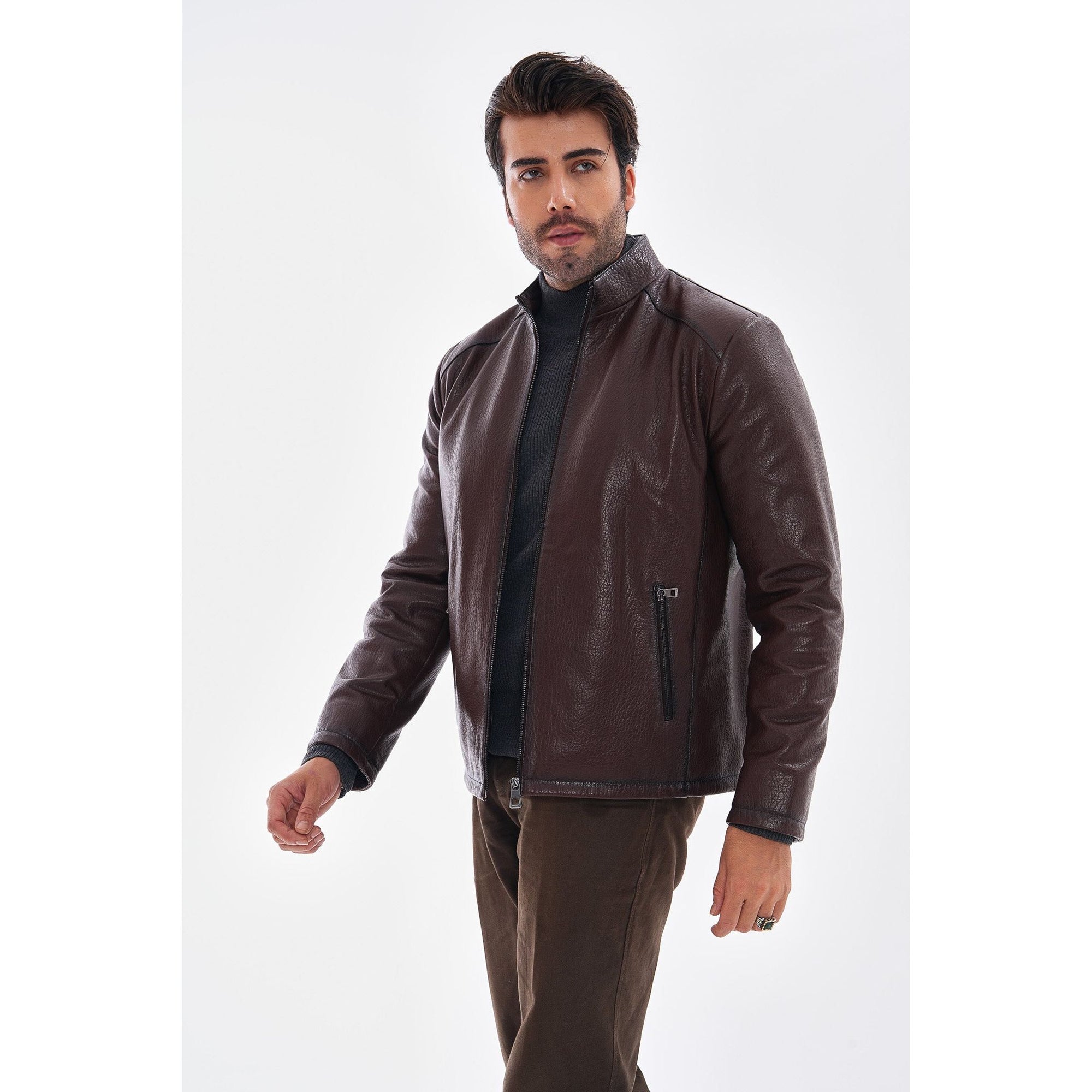 The Varden Chocolate Brown Leather Men Jacket