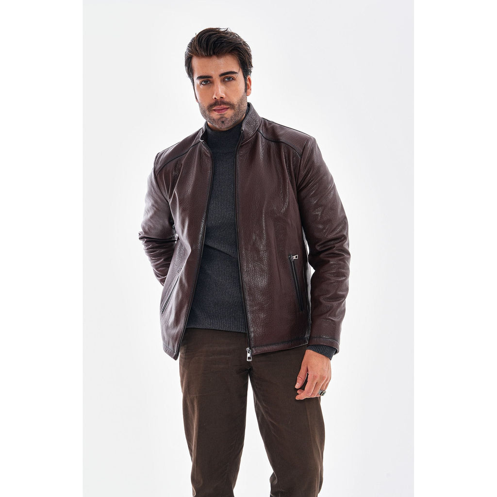 The Varden Chocolate Brown Leather Men Jacket