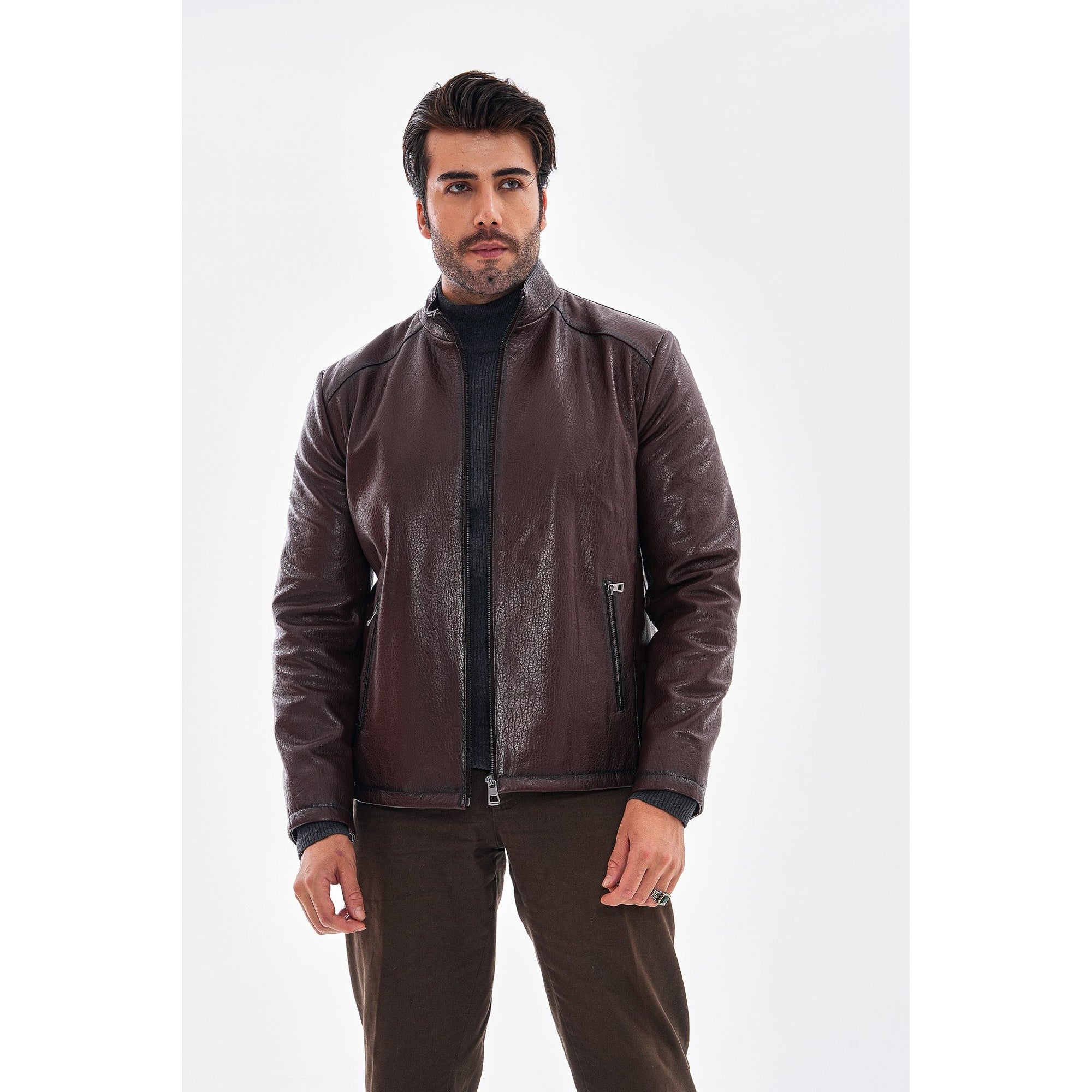 The Varden Chocolate Brown Leather Men Jacket