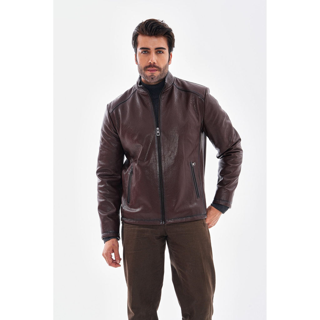 The Varden Chocolate Brown Leather Men Jacket