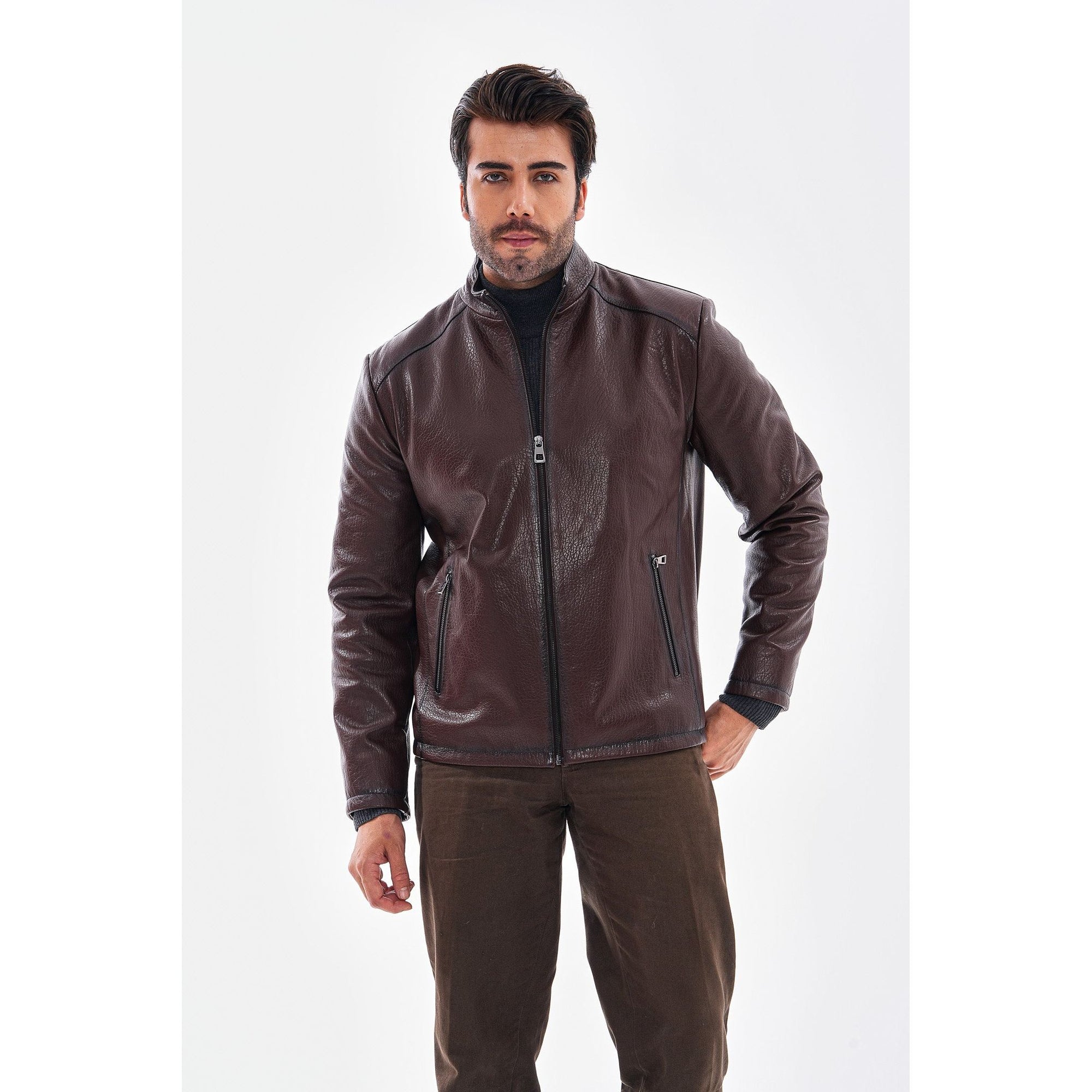 The Varden Chocolate Brown Leather Men Jacket