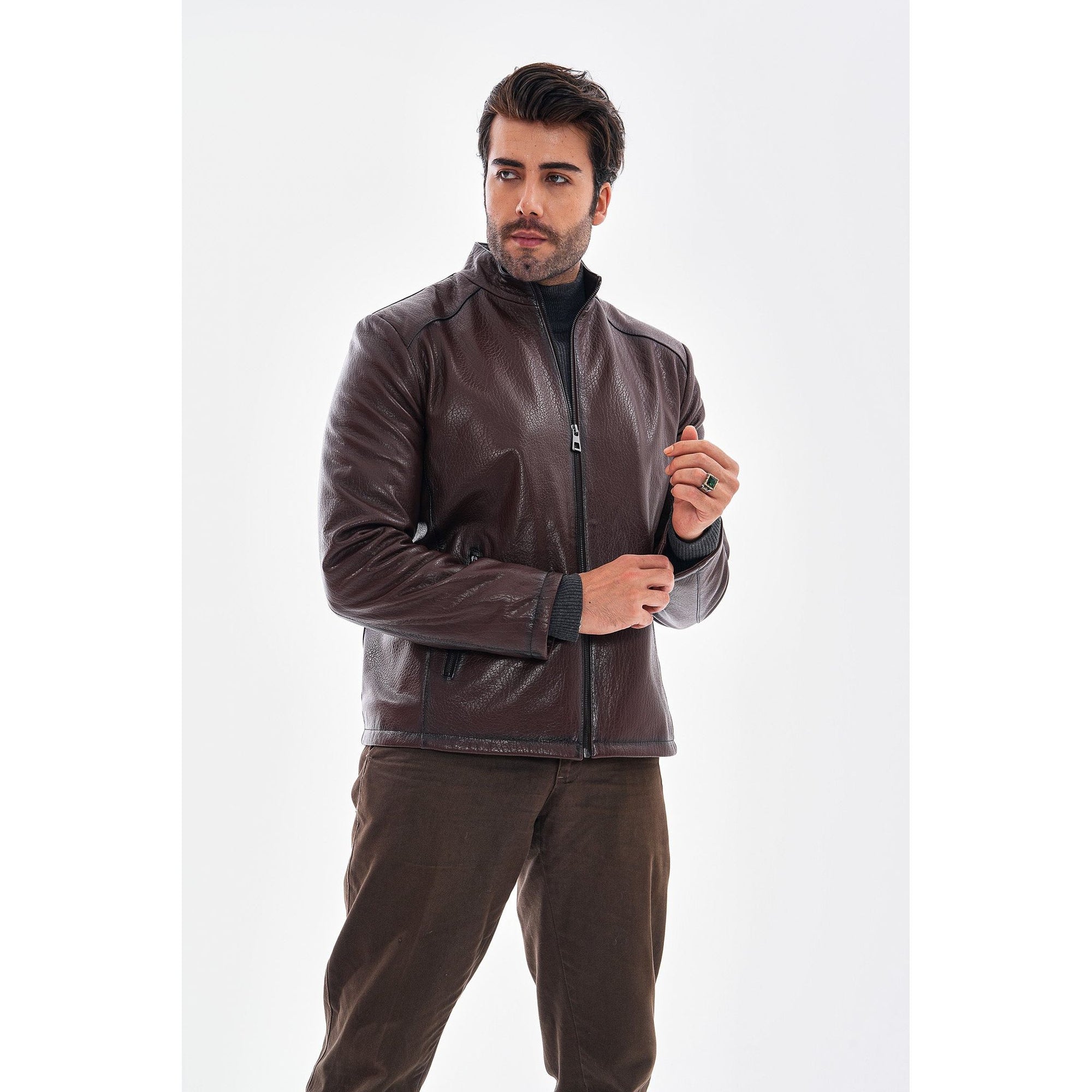 The Varden Chocolate Brown Leather Men Jacket