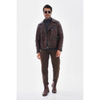 The Volt Textured Mahogany Leather Men Jacket