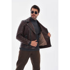 The Volt Textured Mahogany Leather Men Jacket