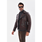 The Volt Textured Mahogany Leather Men Jacket