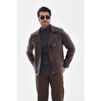 The Volt Textured Mahogany Leather Men Jacket