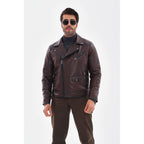 The Volt Textured Mahogany Leather Men Jacket