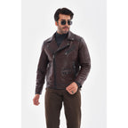 The Volt Textured Mahogany Leather Men Jacket