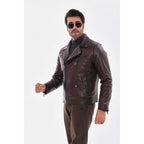 The Volt Textured Mahogany Leather Men Jacket