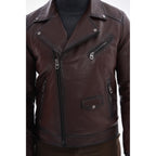 The Volt Textured Mahogany Leather Men Jacket