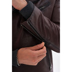 The Volt Textured Mahogany Leather Men Jacket